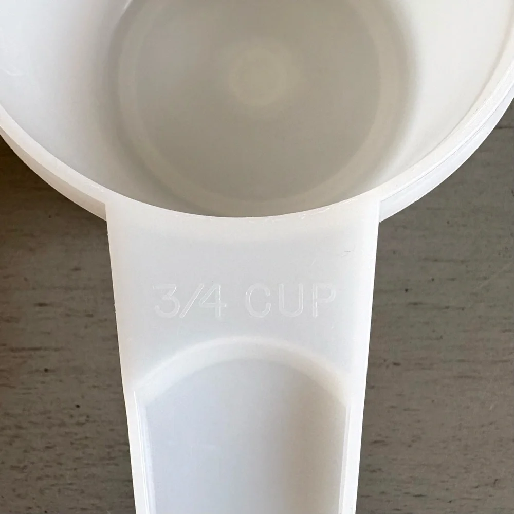VTG Tupperware White Clear Measuring Cups Nesting 1 cup, 3/4 cup, 2/3 cup USA